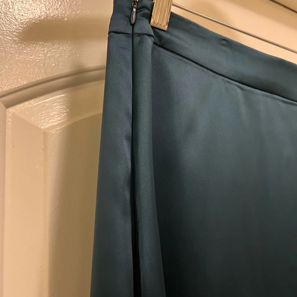NWT Zara Duck Green Satin Effect Asymmetrical Skirt - Picture 10 of 13